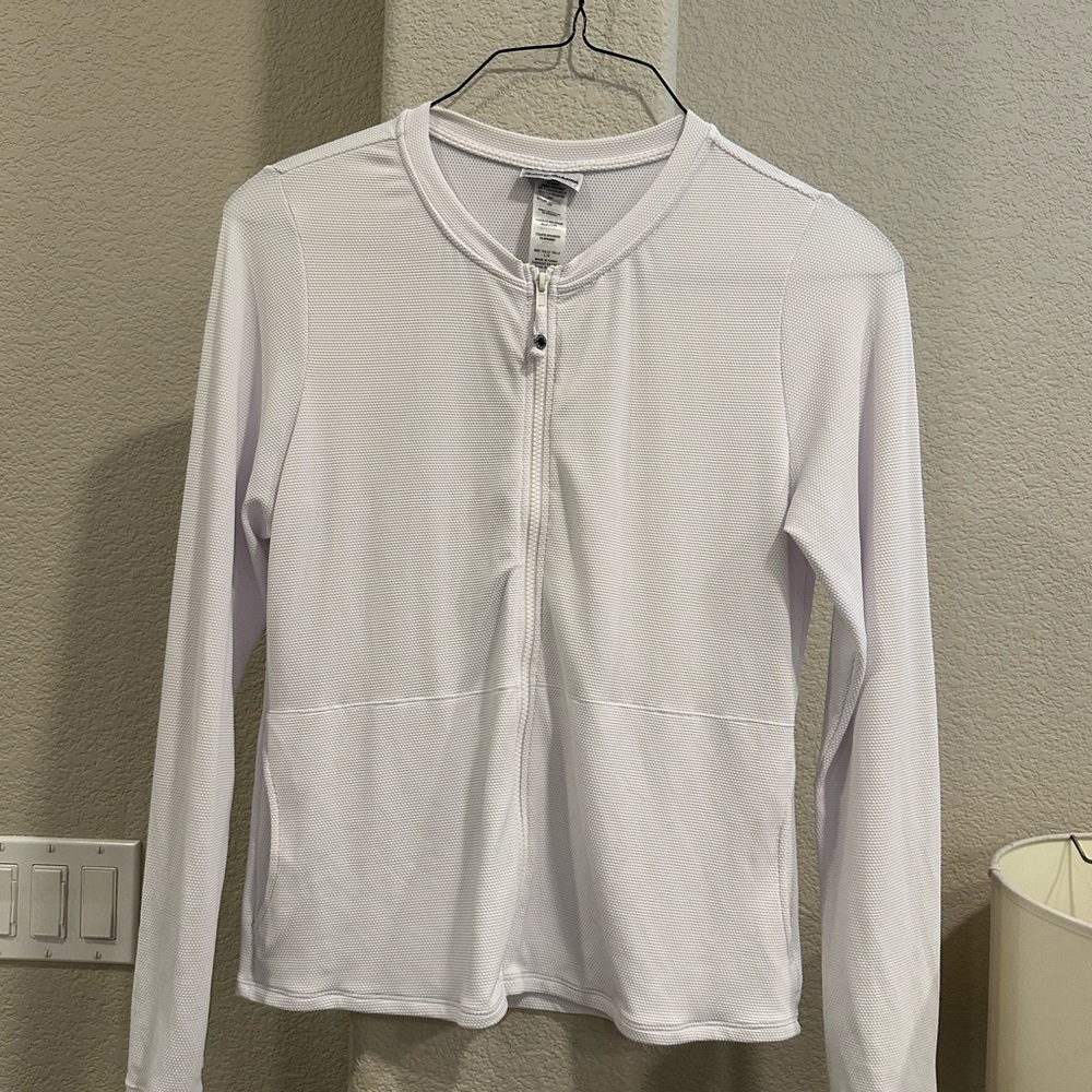 Tommy Bahama rash guard spf 50White Textured Zip-Up - Picture 2 of 5